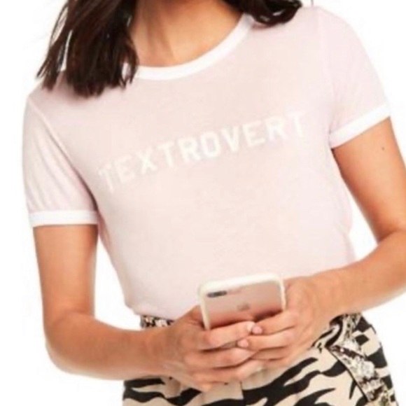 Wildfox | Textrovert Johnny Ringer Graphic Tee | Baby Pink & White - Picture 2 of 8